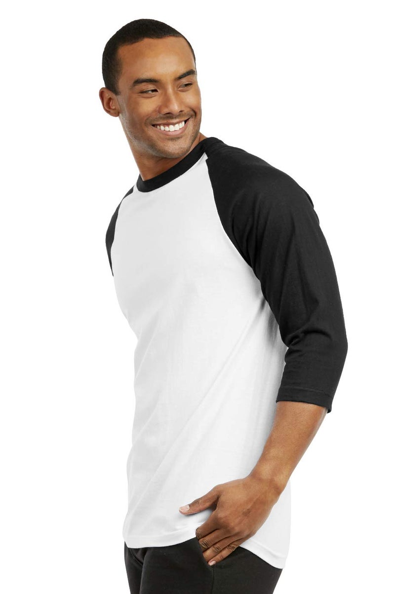 TOP PRO Men's 3/4 Sleeve Casual Raglan Jersey Baseball Tee Shirt (M, Black/White-1) - Image 2